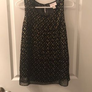 EUC Black And Gold Tank Top with Ruffled Front